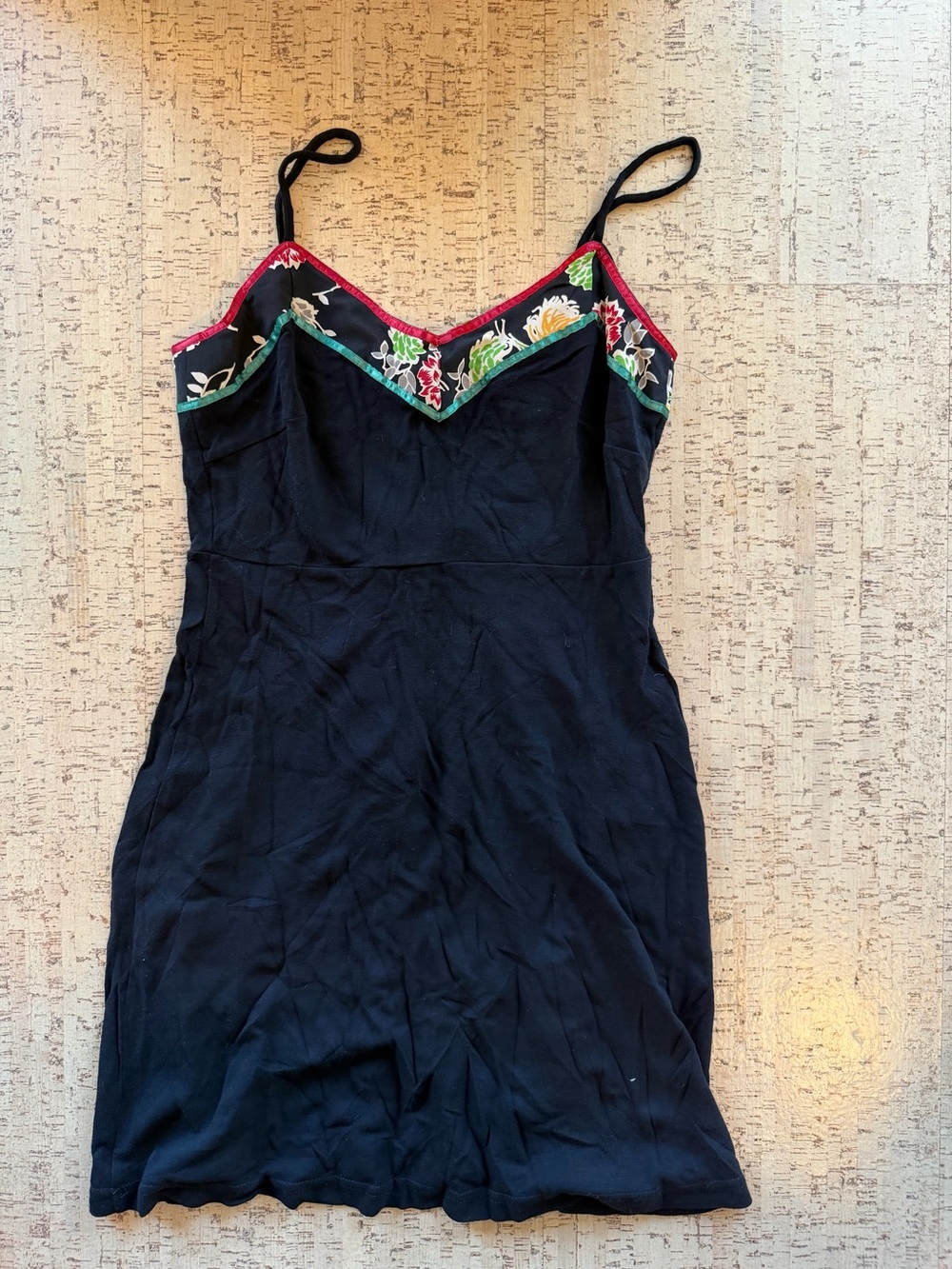 Vintage Y2K Esprit Navy Floral Mini Dress NWT Size 7/8